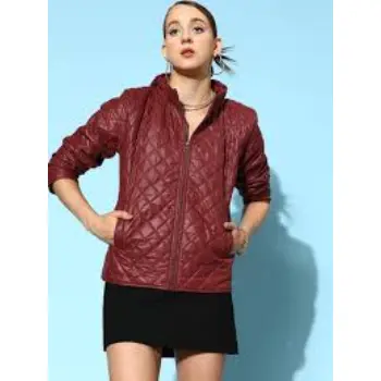 Women Burgundy Quilted Hooded Puffer Jacket